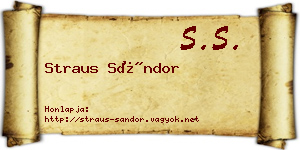 Straus Sándor névjegykártya